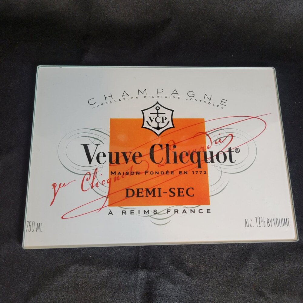 VTG Veuve Clicquot Demi-Sec A Reims France Champagne Glass Tray Charcuterie